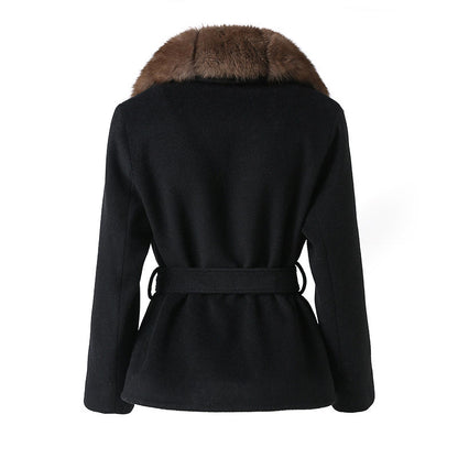 The Sable Wool Coat with Brown Fox Fur Collar