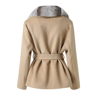 The Odette Wool Jacket with Detachable Rex Rabbit Fur Collar