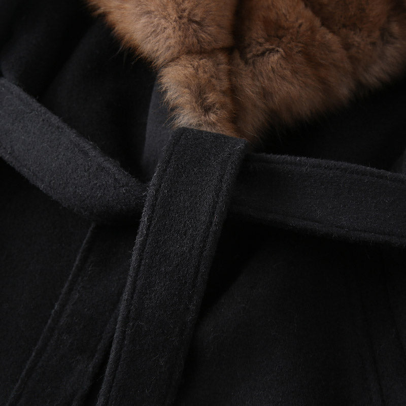 The Sable Wool Coat with Brown Fox Fur Collar