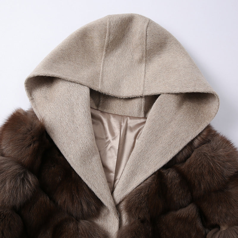 The Serenite Wool Coat with Genuine Fox Fur