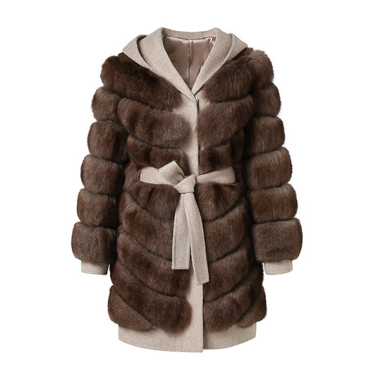 The Serenite Wool Coat with Genuine Fox Fur