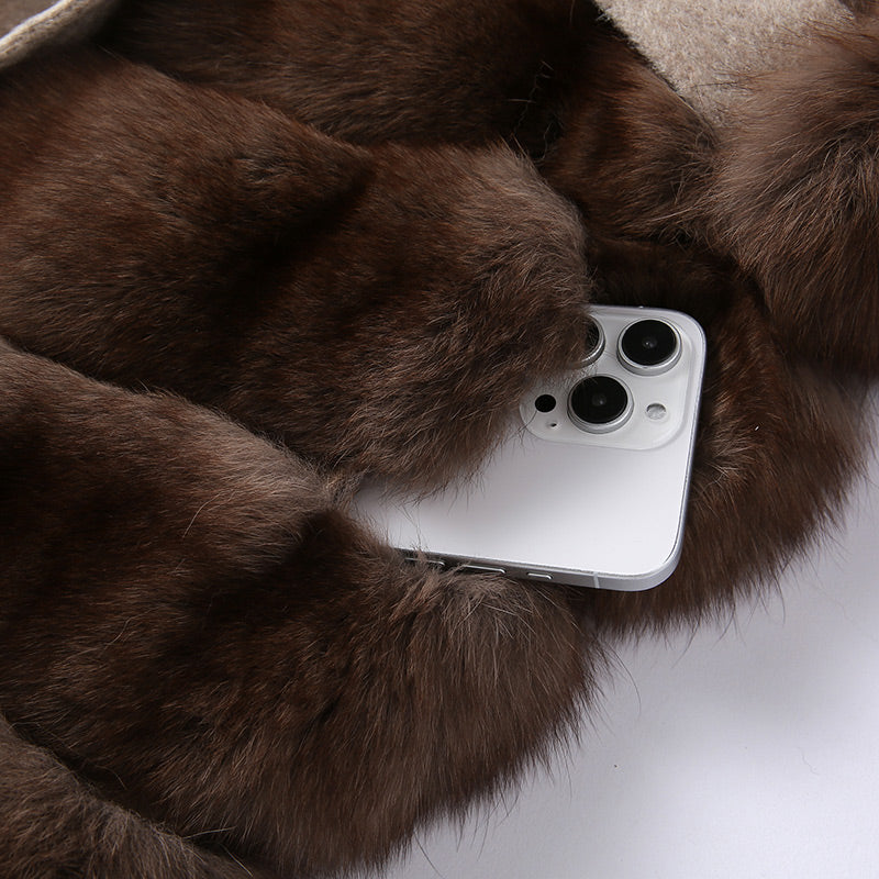 The Serenite Wool Coat with Genuine Fox Fur