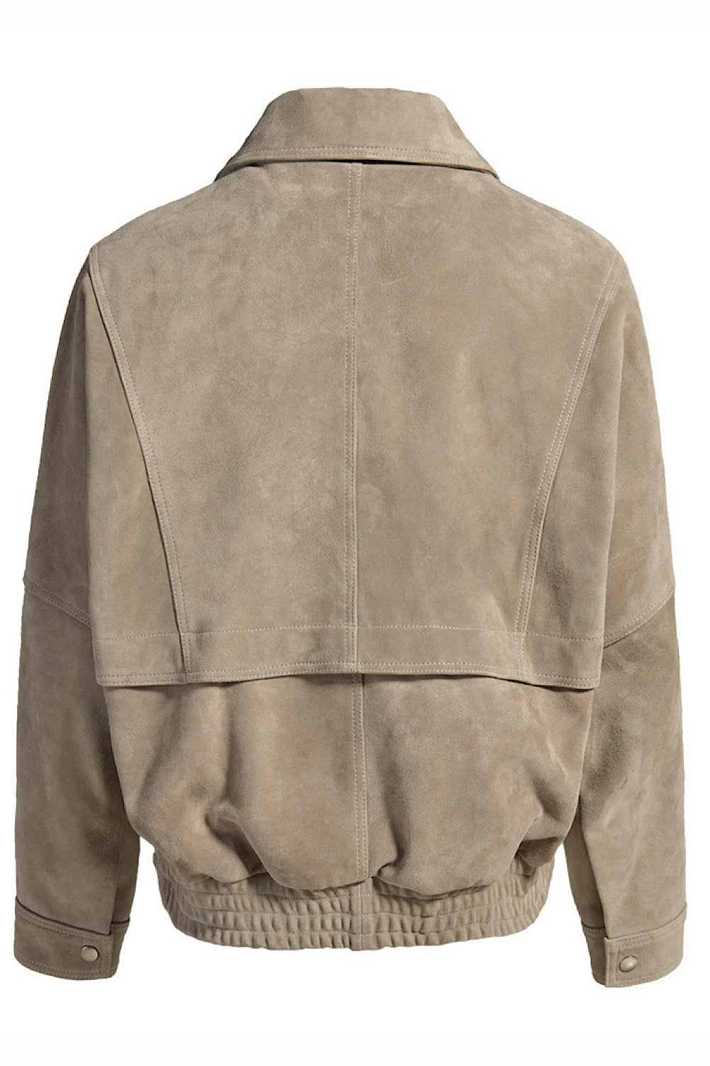 Suede Jacket with Funnel Neck