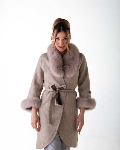 ICON Women's Cashmere Coat with Arctic Fox Fur